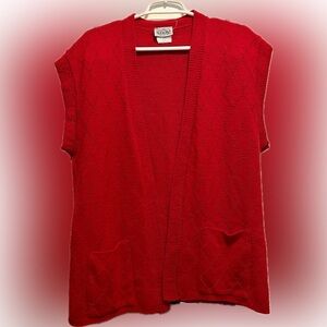 Vintage Nikki Brand L Red Women's Knit Sweater Vest Holiday Christmas Xmas